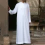 INCERUN 男士 Jubba Thobe 純色長袖時尚薄款長袍 卡夫坦立領伊斯蘭阿拉伯男士長袍 S-5XL