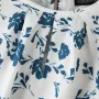ZANZEA Womens Floral Print Ruffled Open Round Neck Design Short Sleeve Shirts