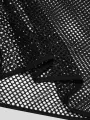 INCERUN Men Fashion Mesh See-through Casual Long Sleeve Hollow Black T-Shirt