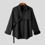 INCERUN Men Solid Color Long Sleeve Shirt with Right Tab Design Comfy Loose Fit Lapel Top for Men Plus Size Spring Fall