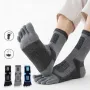 5 Pairs Men's Split Toe Long Socks Thick Compression Mesh Outdoor Fitness Running Cycling Basketball Travel 5 Finger Sports Socks Comfortable
