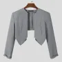 INCERUN - Blazer para hombre, diseño sencillo a la moda, corte entallado, color liso, manga larga, informal, para hombre
