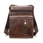 Ekphero Men Vintage Genuine Leather Shoulder Bag Small Messenger Bags Large Capacity Business Casual Crossbody Bag