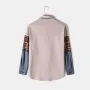 ChArmkpR Mens Ethnic Geometric Print Patchwork Lapel Long Sleeve Shirts