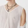 INCERUN Mens T-shirt Fashion Scooped Long Sleeves Tshirt Thin Mesh See Through Lace Up Design Tee Summer Cool Party Top Male