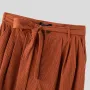 INCERUN - Pantalón largo holgado de pana texturizado para hombre, color liso, con peplum