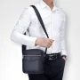 BULLCAPTAI Genuine Leather Men's Shoulder Bag Cowhide Messenger Bags Fashion Male Causal Small Double Zipper Crossbody Bag Short-distance Compact Mini Travel Bag