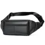 Ekphero Men's Genuine Leather Waist Bag Sports Belt Pouch Business Casual Crossbody Bag Outdoor Black Shoulder Chest Bag
