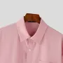 INCERUN - Camisa minimalista de manga larga con botones metálicos para hombre, estilo informal de negocios, color liso, con solapa, corte holgado, tallas S-5XL