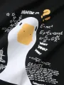 ChArmkpR Mens Hooded Sweatshirts Cartoon Duck Letter Print Loose Contrast Hoodies