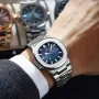 POEDAGAR Klasik Bisnis Pria Jam Tangan Tahan Air Bercahaya Tanggal Kuarsa Jam Tangan Fashion Tali Baja Persegi Tipis Jam Tangan untuk Pria
