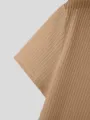 INCERUN Men T-shirts V-neck Knitted Short Sleeve Top Casual Solid Color Male Shirt Comfortable Mens Top Clothing