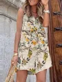 Combinaison sans manches à imprimé fleuri et à boutons, coupe classique