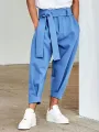 INCERUN Men Pants Fashion Solid Color Bow Knot Trousers Men Streetwear Elastic Waist Harem Pants