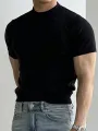 Mens Solid Criw Neck Llawes Byr Crys-T
