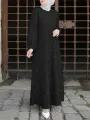 Women 100% Cotton Abaya Kaftan Lace Patchwork Casual Wedding Midi Dress