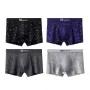 4Pcs Mens Underwear Soft Breathable Cotton Trunks Plus Size Boxer Briefs Short Mid Waist Print Flat Corner Pants