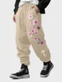 ChArmkpR Mens Japanese Cherry Blossoms Print Drawstring Waist Loose Pants Winter