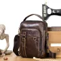 BULLCAPTAIN Genuine Leather Men's Shoulder Bag Small Handbag Fashion Crossbody Bag for Men Daily Casual Travel Messenger Bag for 7.9inch Ipad