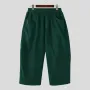 INCERUN Men Casual Loose Fit Pants with Pockets Solid Color Comfortable Wide Leg Seven-point Trousers for Spring Fall S-5XL
