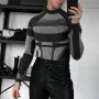 INCERUN Men Tights Skinny Stretch Functional Long Sleeve T-Shirt Fashion Sportwear Crew Neck Black T-shirt for Men, Spring Fall
