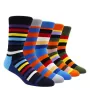 5 pares de calcetines de algodón a rayas para hombre, divertidos, con diseño de bloques de colores brillantes, con personalidad, de tubo medio largo, para monopatín, unisex
