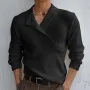 INCERUN Mens Solid Color Double Collar Pullover Sweater Comfortable Stretchy Fabric Casual Top for Male Plus Size S 5XL