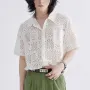 INCERUN Men Shirts Patchwork Lace Floral Lapel White Shirt Summer Daily Cool Short Sleeve Men's White Top