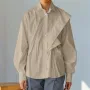 INCERUN - Camisa holgada de manga larga con diseño asimétrico para hombre, con solapa, talla grande S-5XL