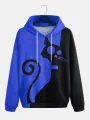 ChArmkpR Mens Contrast Cartoon Animal Print Patchwork Kangaroo Pocket Drawstring Hoodies