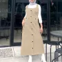 ZANZEA Solid Womens Square Neck Strappy Bib Dress Casual Loose Long Dresses