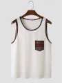 ChArmkpR Mens Ethnic Geometric Trim Print Knit Sleeveless Tanks