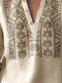 Mens Vintage Plant Print Half Button Long Sleeve Henley Shirts