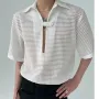 INCERUN Mens Shirt Solid Color Slightly Transparent Lapel Shirt Casual Short Sleeve Breathable Top Summer Daily Male Clothing