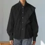INCERUN - Camisa holgada de manga larga con diseño asimétrico para hombre, con solapa, talla grande S-5XL