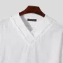 INCERUN - Camiseta de manga corta con cuello en V y bordes sin rematar para hombre, color liso, informal, tallas S-5XL