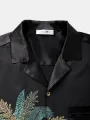 Camisas de manga corta con cuello de solapa y estampado de cocoteros para hombre