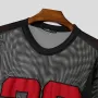 INCERUN - Camiseta de manga larga con textura y estampado digital para hombre, de malla a la moda, corte holgado, tallas grandes S-5XL