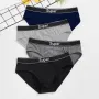 Cuecas triangulares masculinas 5 peças, moda com letras, cinto elástico, confortável, macias e respiráveis, para dormir diariamente