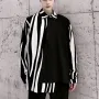 INCERUN Men Patchwork Zebra Stripe Shirt Fashion Slant Placket Casual Lapel Long Sleeve Shirt Loose Large Size Shirt S-5XL for Spring Fall