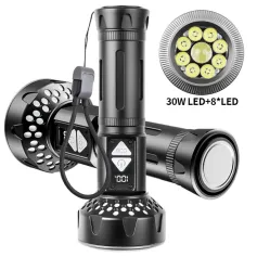 9* LEDs Long-Range Strong Spotlight With COB Side Floodlight With 26650 Battery Digital Display Type-C USB Rechargeable LED Flashlight Magnetic Attraction High-Intensity Camping LED Torch Thorwer Searching Light