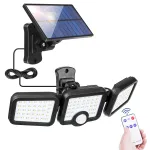 108LED 3-head Solar Split Wall Lamp Motion Sensor 3 Lighting Modes Remote Control Waterproof Outdoor
