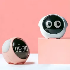 Sveglia con espressione carina, attivazione vocale, sveglia Numpopularity, luci notturne a LED ricaricabili