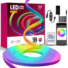 1m/2m/3m/5m Neon LED Strip RGB + IC Neon LED Strip 12V IP65 Waterproof Neon Light Strip DIY Flexible LED Strip with Remote Control Silicone Light Strip for Indoor