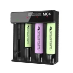 3.7V-4.2V LED Power Indicator TC/CC/CV 3Modes USB Rechargeable 4Slots Lithium Battery Charger 18650/26650/21700 Battery Charger