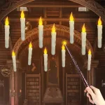12 Pack Magic Candle Lights Halloween Birthday Party Decor Remote Control Candle Glossy With Magical Wand
