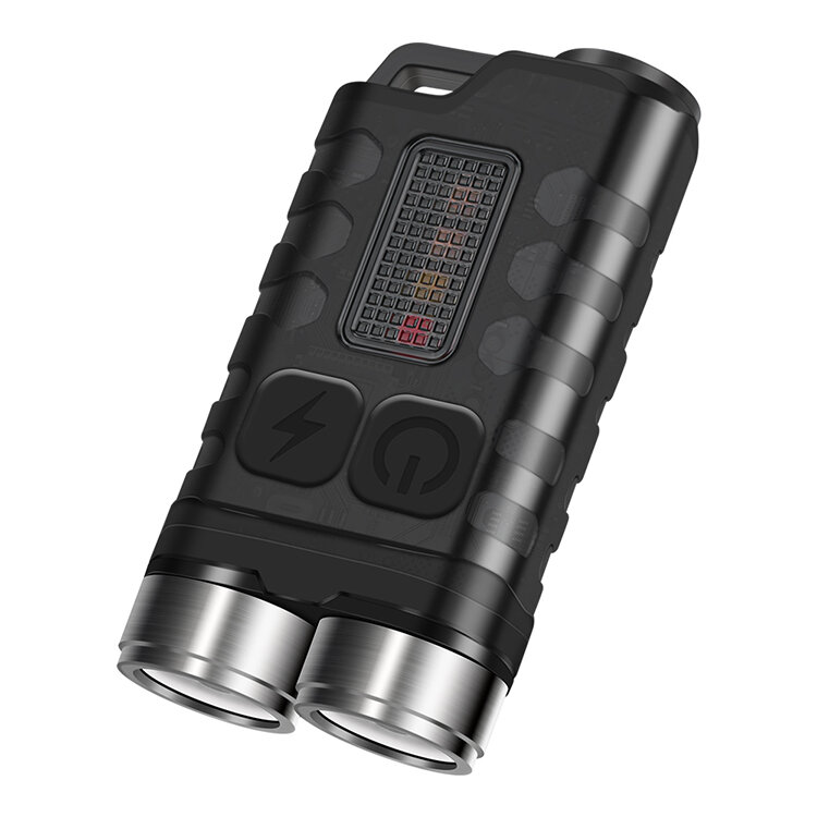 V3 Mini Keychain Flashlight Dual LED Head Type C Charging IP65 Waterproof 900LM Small Keyring Rechargeable Torch Light