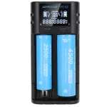 Astrolux® VC02 Intelligent 2-Slot LCD Battery Charger Type-C 2A Quick Charge Mix-charging of 1.2V Ni-MH/Ni-CD AA/ AAA/ AAAA 3.6V/ 3.7V Li-ion/ IMR/ INR/ ICR 14500/ 18650/ 21700/26650 Battery For Cells Flashlight RC Toys Home Tools