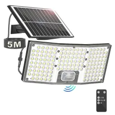 146LED Solar Flood Light with Motion Sensor Split Design 3 Modes Outdoor Security Lighting IP65 Waterproof Remote Control