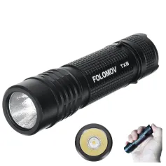 Folomov TX8 Nichia 219D 960LM Ultrabright Campact EDC Tactical Flashlight with 2600mAh USB Charging 18650 Battery Rechargeable Aluminum Portable Mini LED Torch Waterproof Outdoor EDC Tactical Survival Tool
